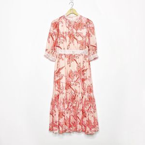 BURRYCO Pink Floral midi dress retro modest womens boho US 6 NWT